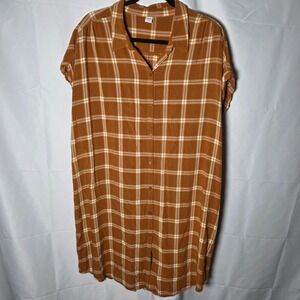 Old Navy Women's Plaid Shirt Dress Multicolor Short Sleeve XXL